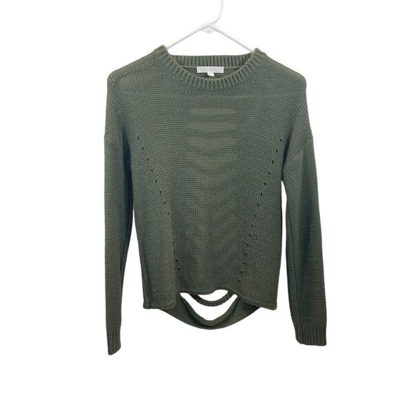Don’t Ask Why Green Distressed Back Crew Neck Sweater Size‎ Small - Picture 7 of 12